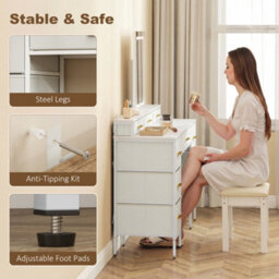 Homcom Dressing Table With Led Lighting Mirror And 10 Drawers, White - thumbnail 6