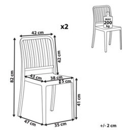 Beliani Set Of 2 Garden Chairs Sersale Synthetic Material White - thumbnail 3