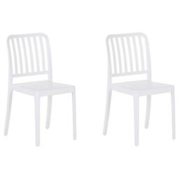 Beliani Set Of 2 Garden Chairs Sersale Synthetic Material White - thumbnail 1