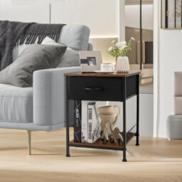 Pirlo Plush 2Pc Bedside Tables Industrial Bedroom Rustic Brown Furniture - thumbnail 2