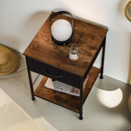Pirlo Plush 2Pc Bedside Tables Industrial Bedroom Rustic Brown Furniture - thumbnail 6