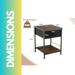 Pirlo Plush 2Pc Bedside Tables Industrial Bedroom Rustic Brown Furniture - thumbnail 7