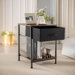 Pirlo Plush 2Pc Bedside Tables Industrial Bedroom Rustic Brown Furniture - thumbnail 4