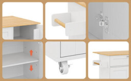 Matteo Mobile Kitchen Island With Foldable Oak-Effect Countertop And Storage Cabinet - thumbnail 6