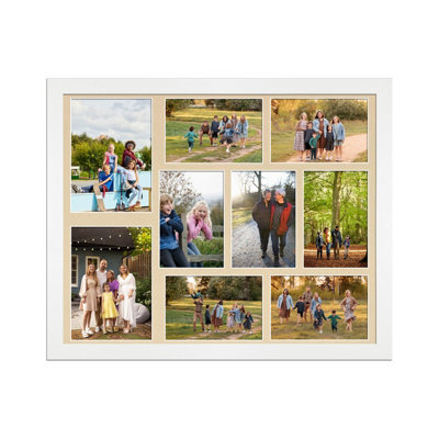 AK Frames 20X16 White Modern Multi Photo Frame With Ivory Mount - Holds 9 Apertures (2X) 7X5, (7X) 6X4 Photos - image 1