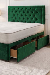 "Knight Sleep Ellis Emerald Plush Bed Set With Mattress, 2 Drawers Same Side & 24""headboard 2Ft6 - Small Single" - thumbnail 2