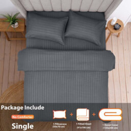 Aspire Homeware Grey Duvet Cover Complete Set, Reversible Modern Bedding Set, Single (L)200Cm X (W)135Cm - thumbnail 2
