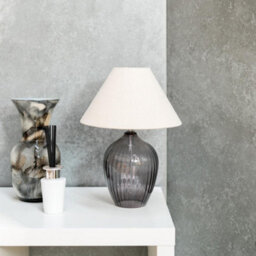 Valuelights Olivet Grey Glass Table Lamp With Fabric Tapered Lampshade Bedside Light - thumbnail 4