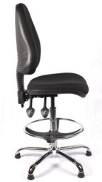 Chrome High Back Draughtsman Chair In Black Fabric - thumbnail 4