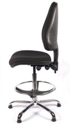 Chrome High Back Draughtsman Chair In Black Fabric - thumbnail 5