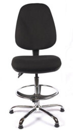 Chrome High Back Draughtsman Chair In Black Fabric - thumbnail 3