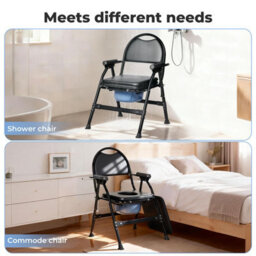 Levede Folding Adjustable Metal Commode Toilet Chair For Disabled - thumbnail 9