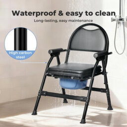 Levede Folding Adjustable Metal Commode Toilet Chair For Disabled - thumbnail 7