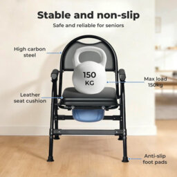 Levede Folding Adjustable Metal Commode Toilet Chair For Disabled - thumbnail 5