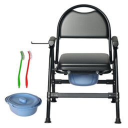 Levede Folding Adjustable Metal Commode Toilet Chair For Disabled - thumbnail 3