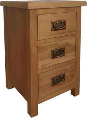 Home Furniture Group Oakcroft Swr15 Rustic Medium Wood Narrow Bedside Table Fully Assembled 3-Drawer Solid Wood Cabinet - image 1