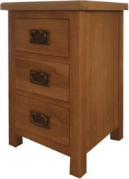 Home Furniture Group Oakcroft Swr15 Rustic Medium Wood Narrow Bedside Table Fully Assembled 3-Drawer Solid Wood Cabinet - thumbnail 4