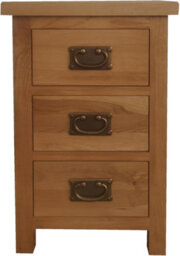 Home Furniture Group Oakcroft Swr15 Rustic Medium Wood Narrow Bedside Table Fully Assembled 3-Drawer Solid Wood Cabinet - thumbnail 3