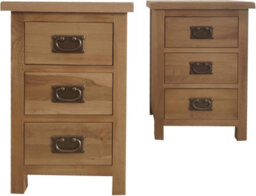 Home Furniture Group Oakcroft Swr15 Rustic Medium Wood Narrow Bedside Table Fully Assembled 3-Drawer Solid Wood Cabinet - thumbnail 8