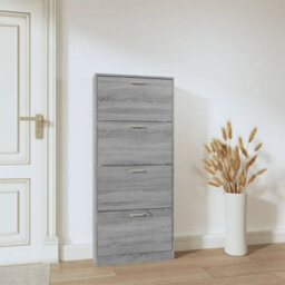 Berkfield Modern Shoe Cabinet Grey Sonoma 59X17X150 Cm Engineered Wood - thumbnail 3