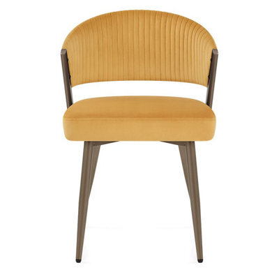 Atlantic Lusso Dining Chair Gold Legs & Yellow Velvet Seat - image 1