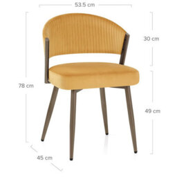 Atlantic Lusso Dining Chair Gold Legs & Yellow Velvet Seat - thumbnail 8