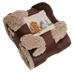Ohs Sherpa Pet Animal Blanket Puppy Dog Cat Kitten Kennel Mat Warm Throw - Chocolate Brown - thumbnail 3