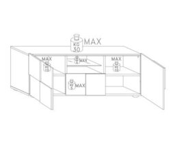FurniComp LTD Furnicomp Lyon 2 Door 1 Drawer Large Concrete Grey Tv Unit - thumbnail 4