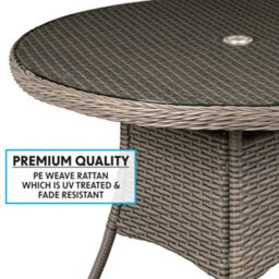 Dellonda Chester Round Rattan Garden Dining Table, Glass Top, 110Cm, Brown - thumbnail 3