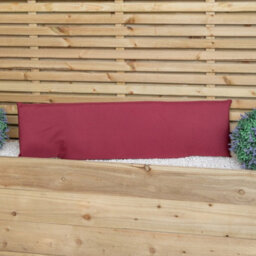 Samuel Alexander Hand Made Traditional 2 Seater Chunky Rustic Wooden Garden Bench With Burgundy Cushions. - thumbnail 8