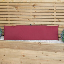 Samuel Alexander Hand Made Traditional 2 Seater Chunky Rustic Wooden Garden Bench With Burgundy Cushions. - thumbnail 9