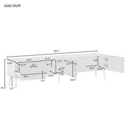 Btm White Tv Stand For 75 Inch Tvs Lowboard Media Console Entertainment Center Modern Design Tv Cabinet For Living Room - thumbnail 7