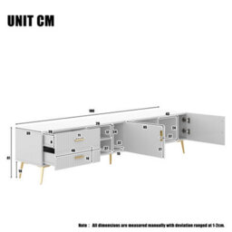 Btm White Tv Stand For 75 Inch Tvs Lowboard Media Console Entertainment Center Modern Design Tv Cabinet For Living Room - thumbnail 6