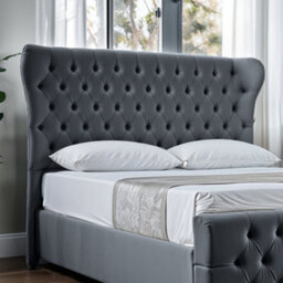 UKBEDFURNITURE Isabella Steel Slatted Base Upholstered Bed Frame - With 10 Inch Orthopedic Mattress - 48 Inch Headboard - thumbnail 2