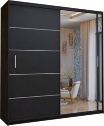 Sliding Wardrobes 4 u LTD Modern Sliding Mirror Wardrobe With Led Light & Sleek Minimalist Design Black 120Cm - thumbnail 1