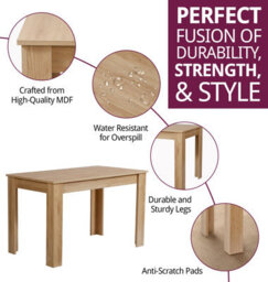Hallowood Furniture Newquay Oak Fixed Top Dining Table 120Cm - thumbnail 2