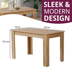 Hallowood Furniture Newquay Oak Fixed Top Dining Table 120Cm - thumbnail 3