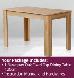Hallowood Furniture Newquay Oak Fixed Top Dining Table 120Cm - thumbnail 7