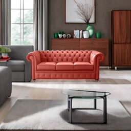 Chesterfield 3 Seater Shelly Horizon Leather Sofa Bespoke In Classic Style - thumbnail 3
