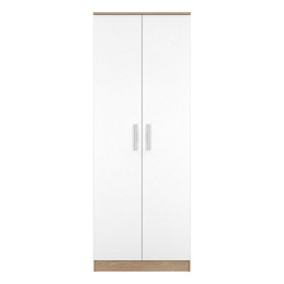 Trent Tall Plain Wardrobe In White Matt & Black Matt (Ready Assembled) - image 1