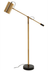 Orsina Sleek Gold Floor Lamp With Black Detail, Small Base Standing Light For Desk Or Home Office - thumbnail 1