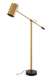 Orsina Sleek Gold Floor Lamp With Black Detail, Small Base Standing Light For Desk Or Home Office - thumbnail 4
