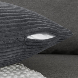 "Deconovo Set Of 2 Super Soft Corduroy Cushion Covers Dark Grey 26""x26""" - thumbnail 5