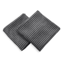 "Deconovo Set Of 2 Super Soft Corduroy Cushion Covers Dark Grey 26""x26""" - thumbnail 2