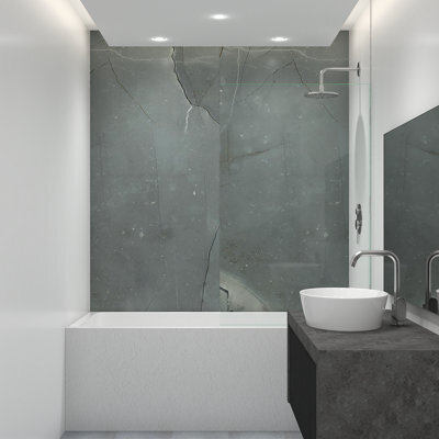 Rearo Selkie Mdf Bathroom Shower Wall Panel (H)2420mm X (W)1180mm X (D)11mm Tongue & Groove - Sicilian Marble Matte Finish - image 1