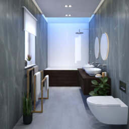 Rearo Selkie Mdf Bathroom Shower Wall Panel (H)2420mm X (W)1180mm X (D)11mm Tongue & Groove - Sicilian Marble Matte Finish - thumbnail 3