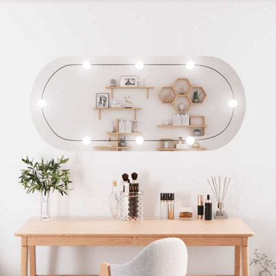 Walplus Wall Mirror With Led Lights 45X100 Cm Glass Oval - image 1