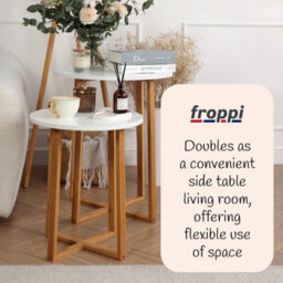 Froppi™ Bamboo Side Table Modern Nightstand Round Side End Accent Coffee Table For Living Room Bedroom Balcony Office D40 H48.5 Cm - thumbnail 6