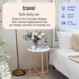 Froppi™ Bamboo Side Table Modern Nightstand Round Side End Accent Coffee Table For Living Room Bedroom Balcony Office D40 H48.5 Cm - thumbnail 4