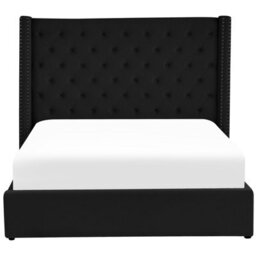 Beliani Ottoman Bed Velvet Lubbon 180 X 200 Cm (Eu Super King) Black - thumbnail 4